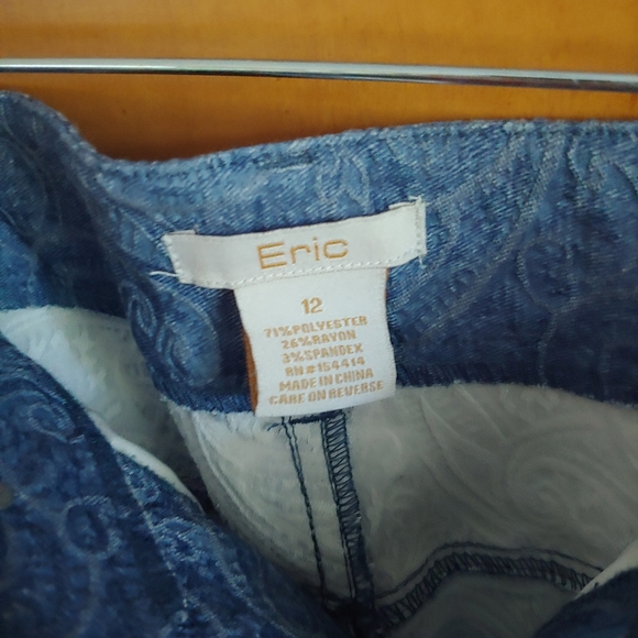 ERIC Jenny Jeans Blue & White Paisley Pattern Jeans Size 12 - Picture 5 of 5